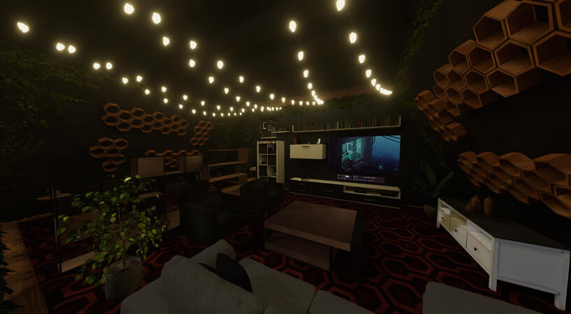 The living room of a world I created for a friend's birthday.