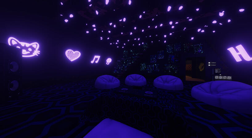 The chill hangout room of a world I created for a friend's birthday.